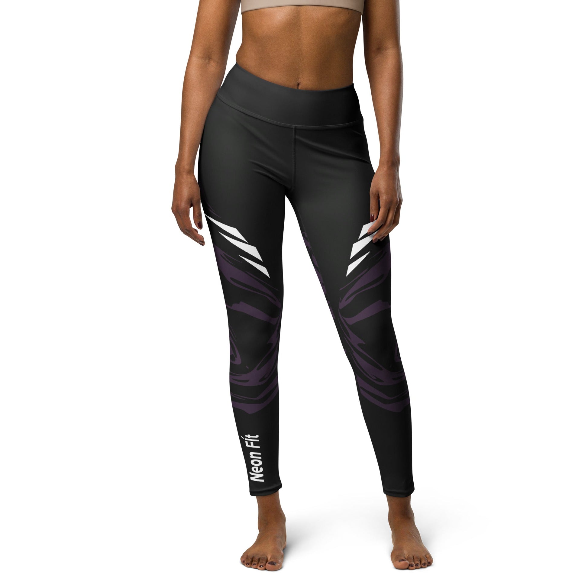 Black & Purple Camo Yoga Leggings: Hypnotic Comfort for Your Flowful Practice - XS