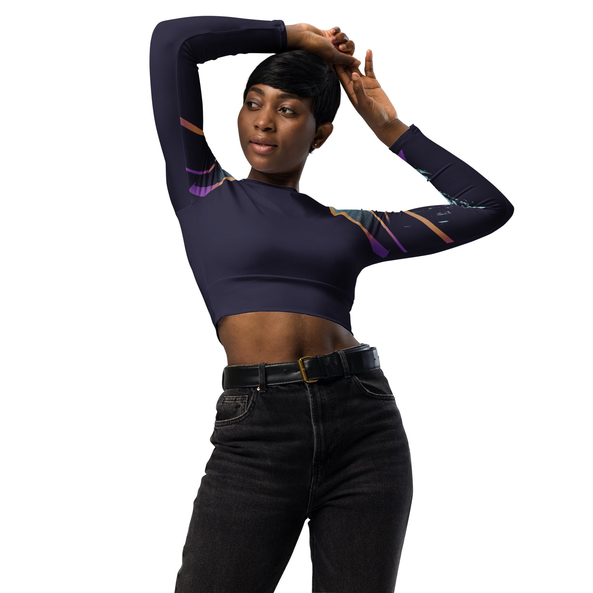 Chic Purple long-sleeve crop top