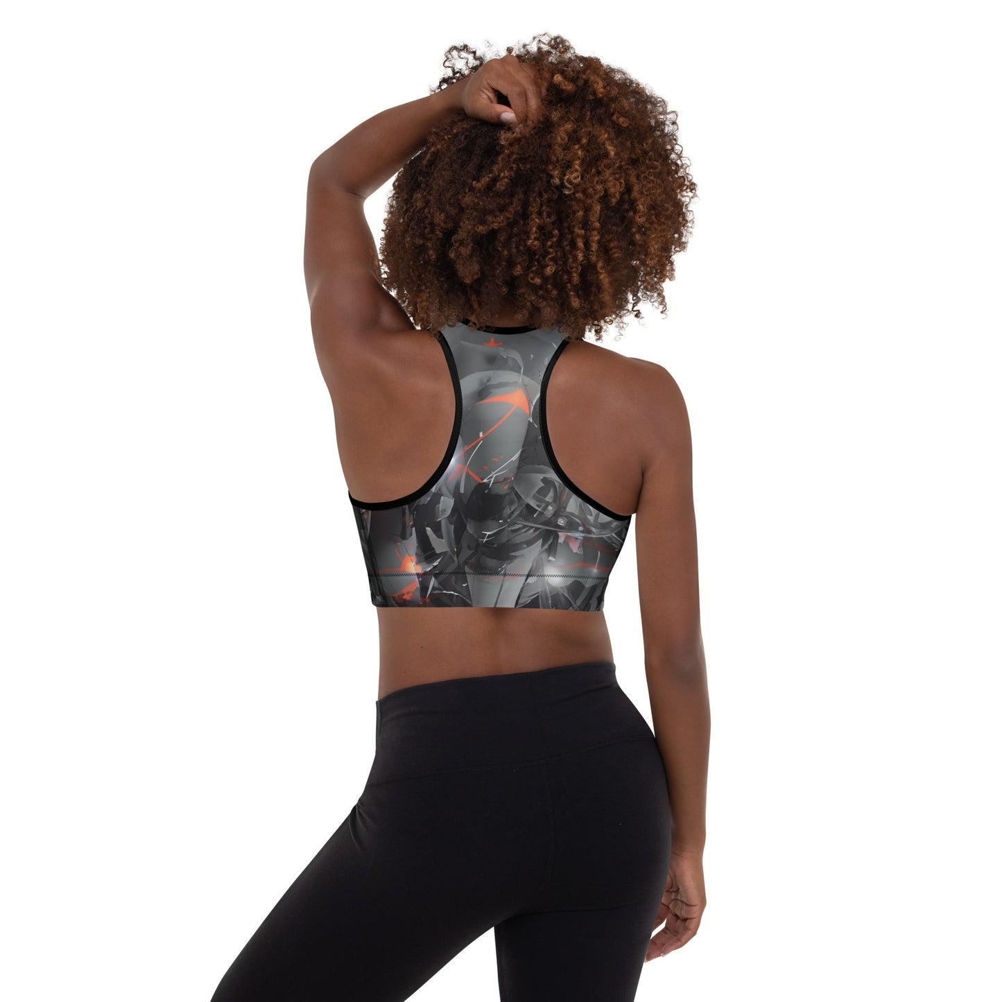 Grey Padded Sports Bra with Vibrant Paint Splashes