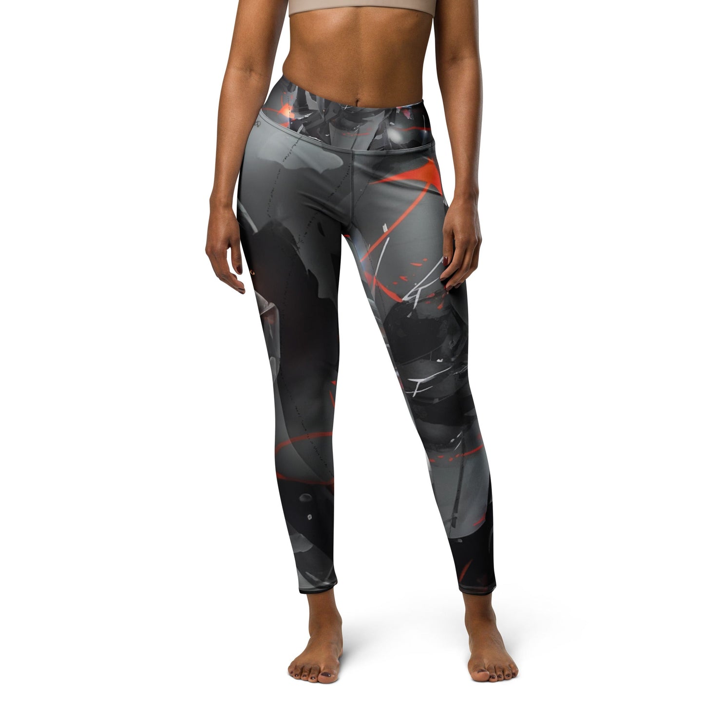 Stylish Grey Yoga Leggings with Vibrant Paint Splashes – Super Soft and Comfortable Activewear for Women’ - XS