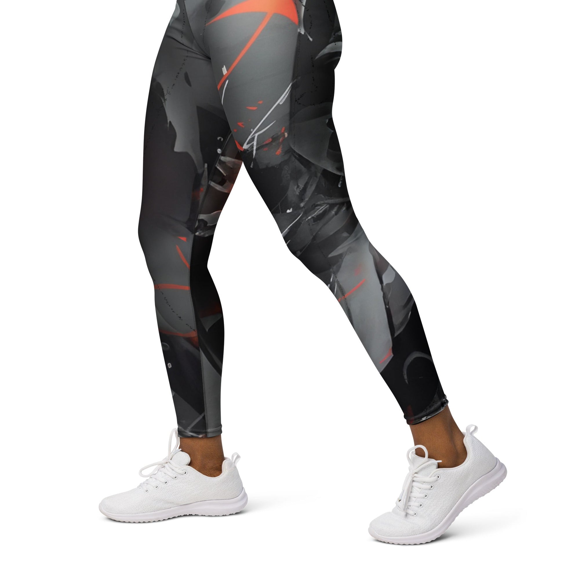 Stylish Grey Yoga Leggings with Vibrant Paint Splashes – Super Soft and Comfortable Activewear for Women’