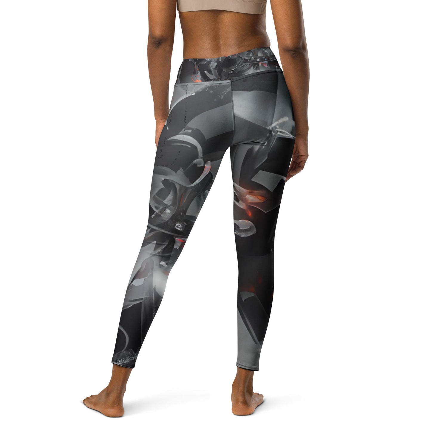 Stylish Grey Yoga Leggings with Vibrant Paint Splashes – Super Soft and Comfortable Activewear for Women’